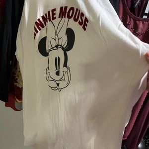 NWOT Disney Minnie Mouse Cotton Baseball Jersey. Black Sleeves Trim Plus 3X